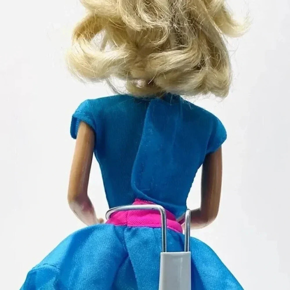 MATTEL BARBIE Doll Blond Hair Blue Eyes Turquoise Dress Earrings Shoes 12" Tall - Picture 8 of 12